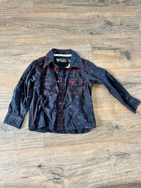 NWOT Cowboy Hardware Black and Red Western Shirt 4T